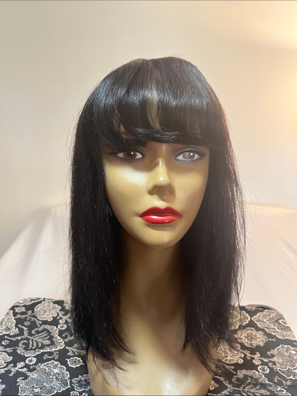 Black Straight Wig with Bangs - Classic Sleek Style